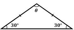 Triangle with two 30-degree angles and two equal sides marked, labeled with angle theta at the top.