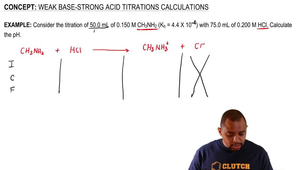 Weak Base-Strong Acid Titrations Calculations
