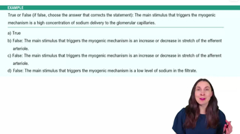 Renal Physiology: Regulation of Glomerular Filtration Example 2