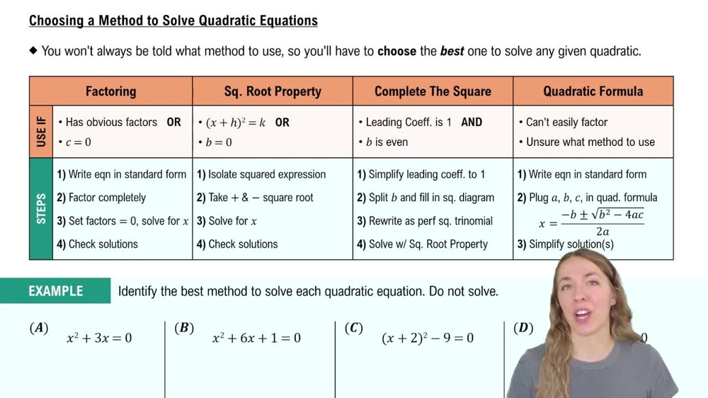 Choosing a Method to Solve Quadratic Equations