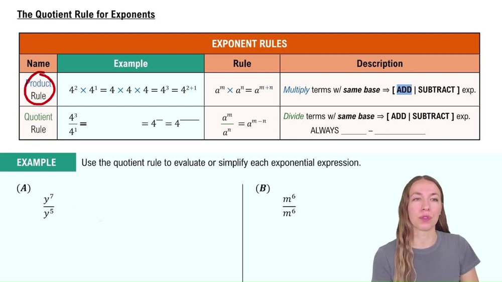 The Quotient Rule for Exponents