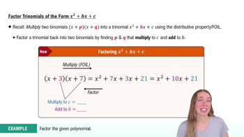 Factoring Trinomials of the Form x² + bx + c