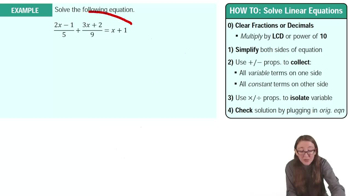 Solving Linear Equations with Fraction or Decimal Coefficients Example 6