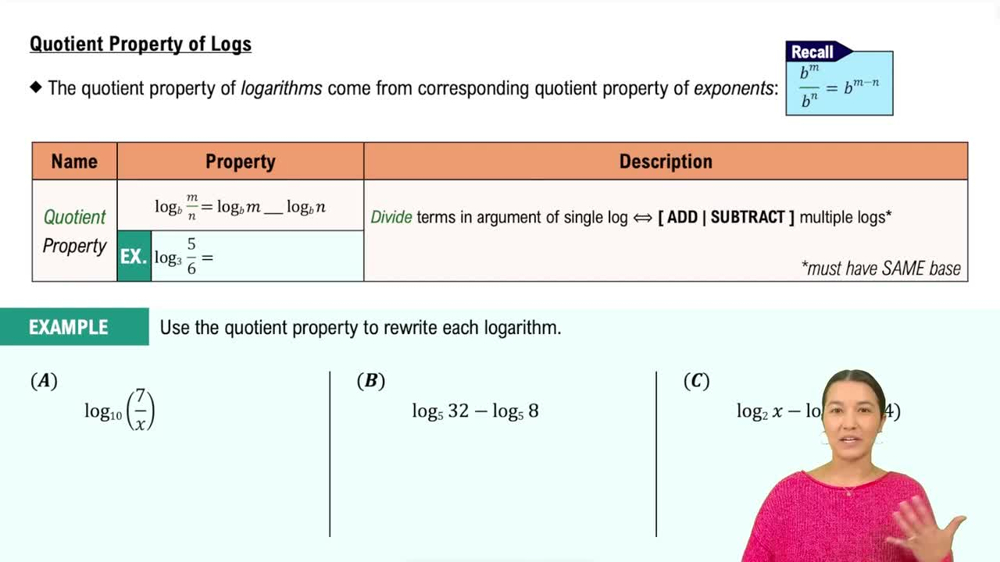 Quotient Property of Logs