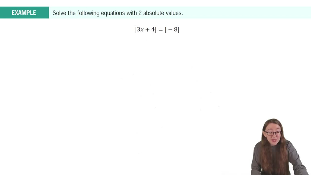 Solving Equations Involving 2 Absolute Values Example 1