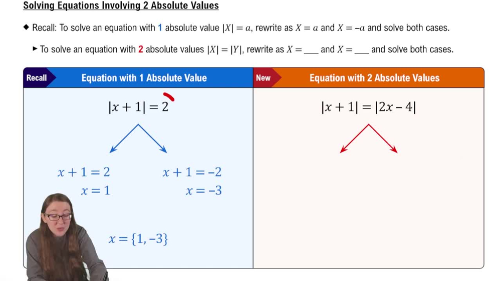 Solving Equations Involving 2 Absolute Values