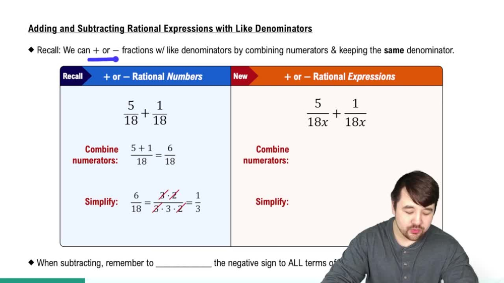 Adding and Subtracting Rational Expressions with Common Denominators