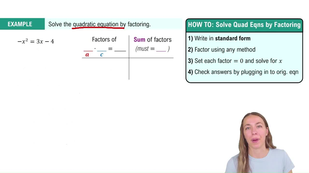 Solving Quadratic Equations by Factoring Example 1