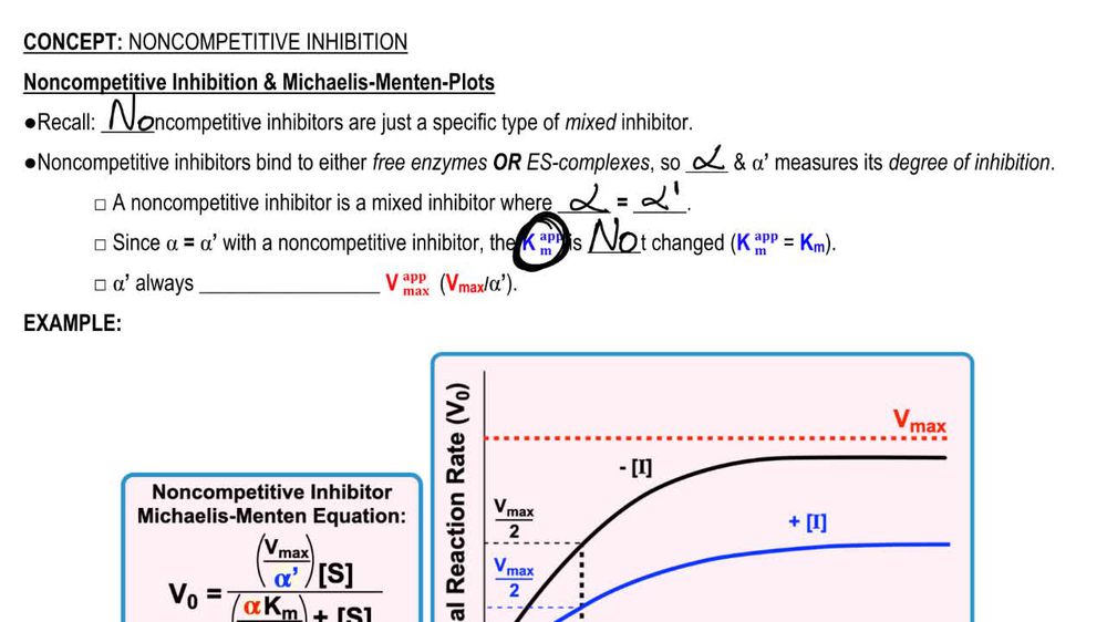 Noncompetitive Inhibition & Michaelis-Menten Plots