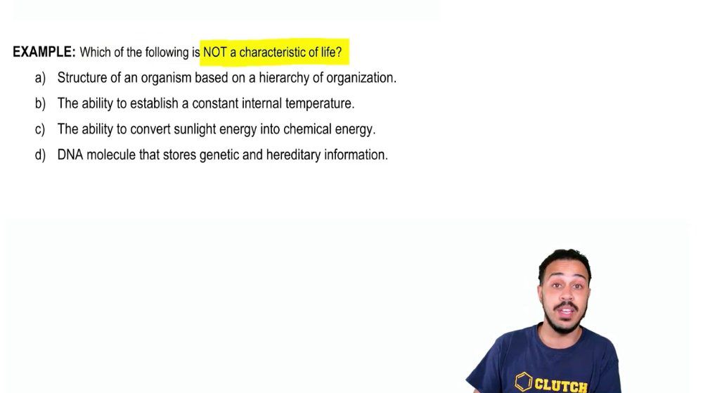 Characteristics of Life Example 1