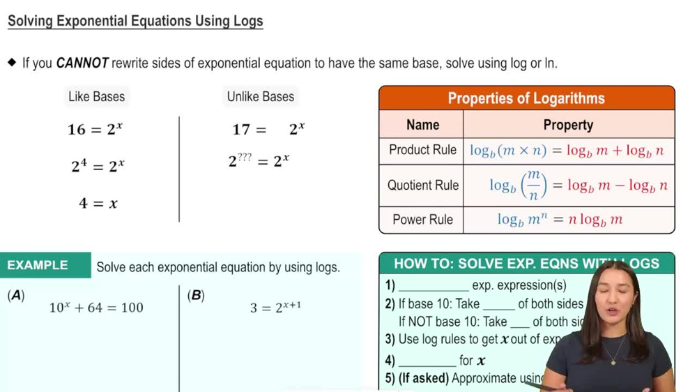 Solving Exponential Equations Using Logs