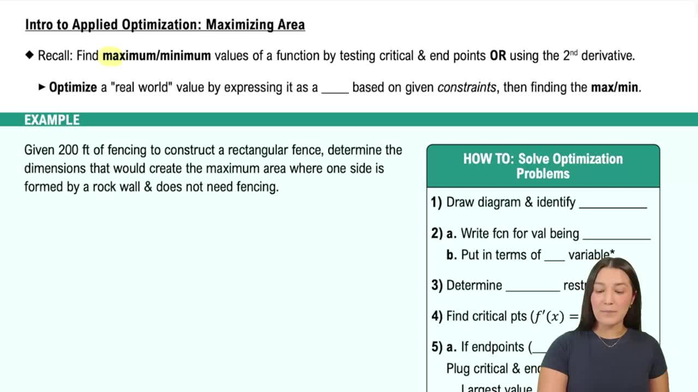 Intro to Applied Optimization: Maximizing Area