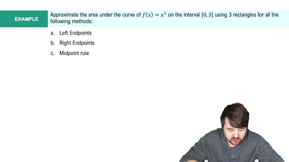 Estimating the Area Under a Curve with Right Endpoints & Midpoint Example 1