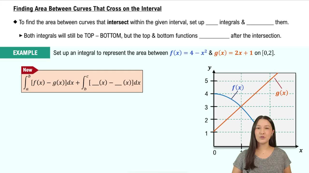 Finding Area Between Curves that Cross on the Interval