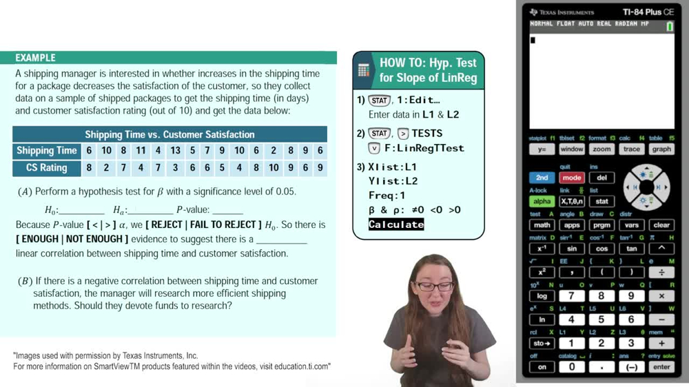 Hypothesis Test for the Slope of a Regression Line Example 2