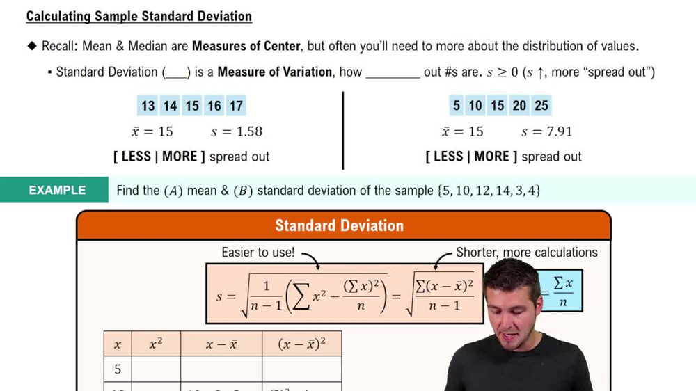 Calculating Standard Deviation
