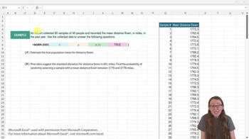 Finding Probabilities for Sample Means - Excel Example 2
