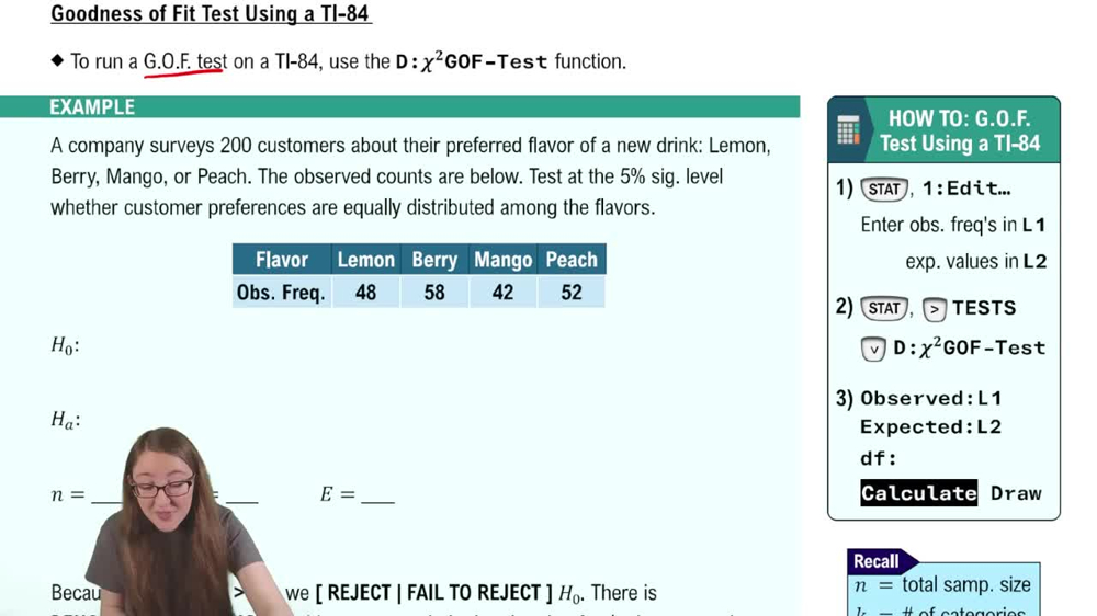 Goodness of Fit Test Using a TI-84