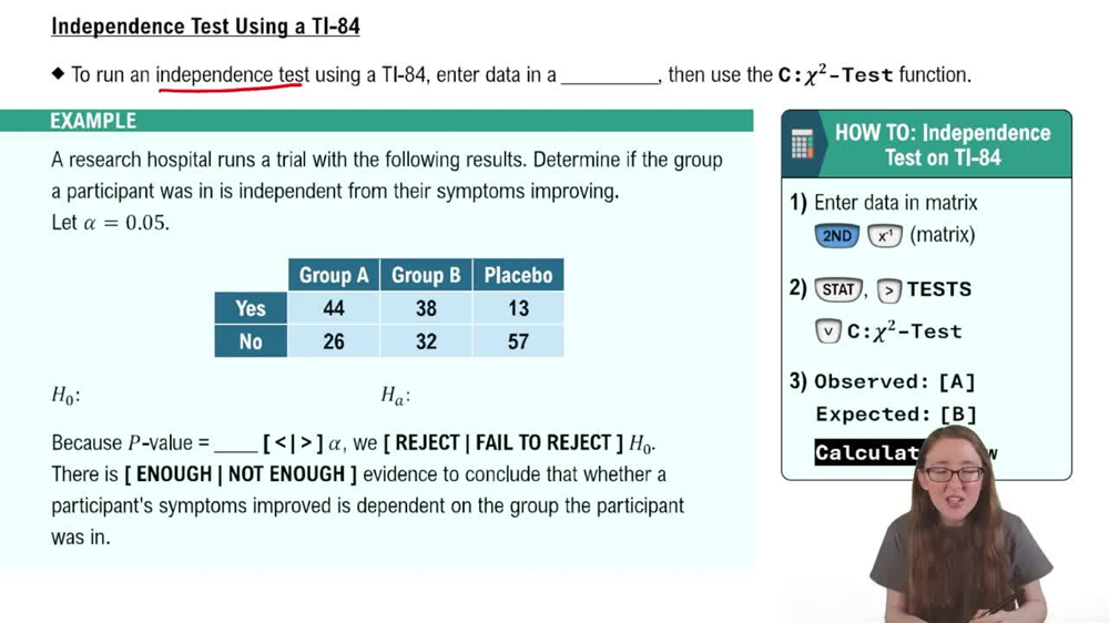 Independence Test Using TI-84