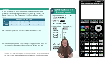 Difference in Means: Hypothesis Tests Using TI-84 Example 3
