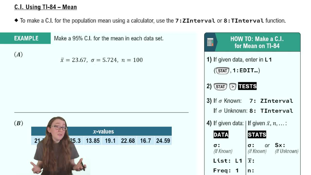 Finding Confidence Intervals Using TI-84
