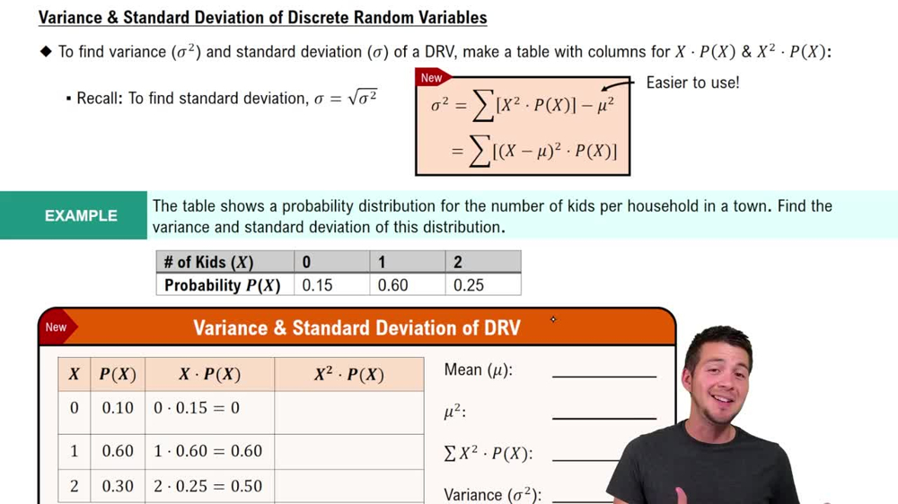 Variance & Standard Deviation of Discrete Random Variables