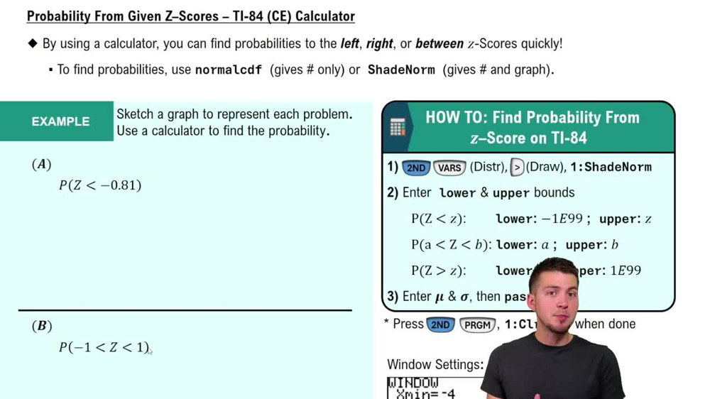 Probability From Given Z-Scores - TI-84 (CE) Calculator
