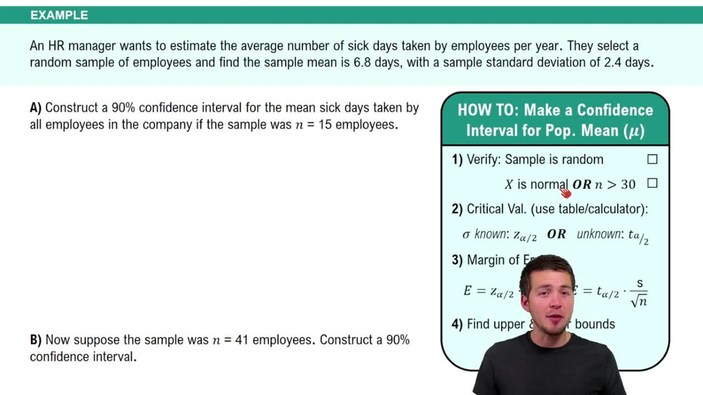 Population Standard Deviation Unknown Example 3
