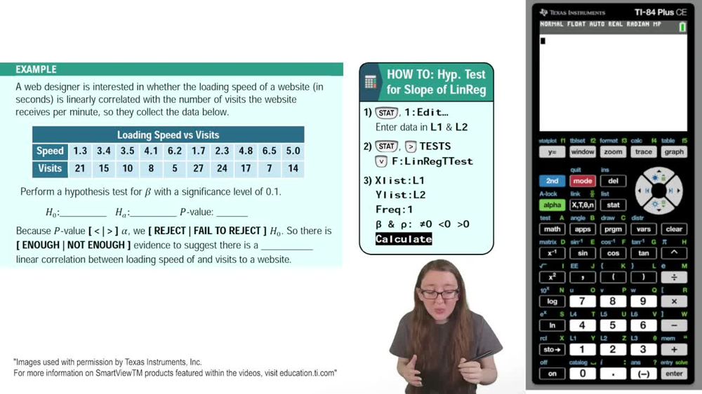 Hypothesis Test for the Slope of a Regression Line Example 1