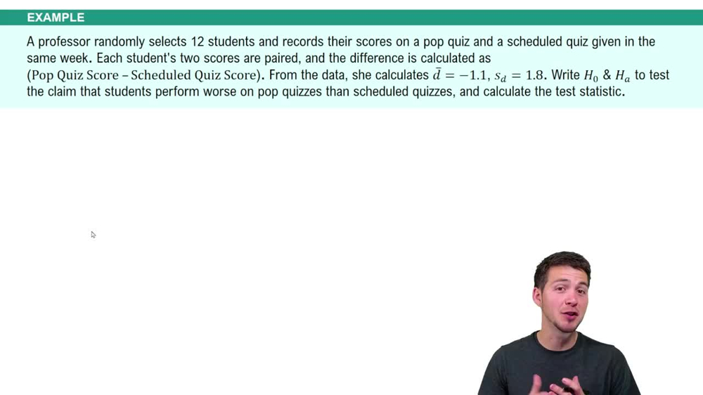 Matched Pairs: Hypothesis Tests Example 2