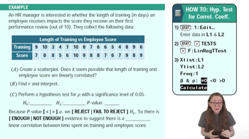Hypothesis Tests for Correlation Coefficient Using TI-84 Example 2