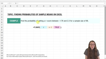 Finding Probabilities From t-Scores Example 1