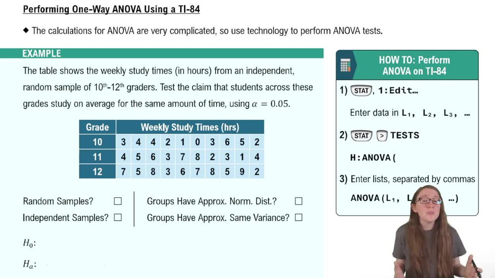 ANOVA Test Using TI-84