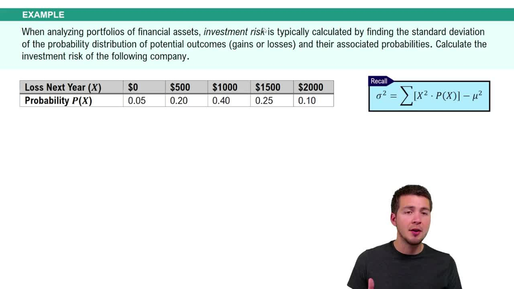 Variance & Standard Deviation of Discrete Random Variables Example 3