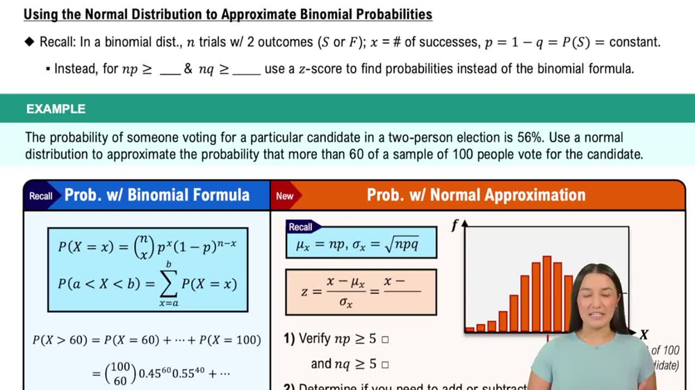 Using the Normal Distribution to Approximate Binomial Probabilities