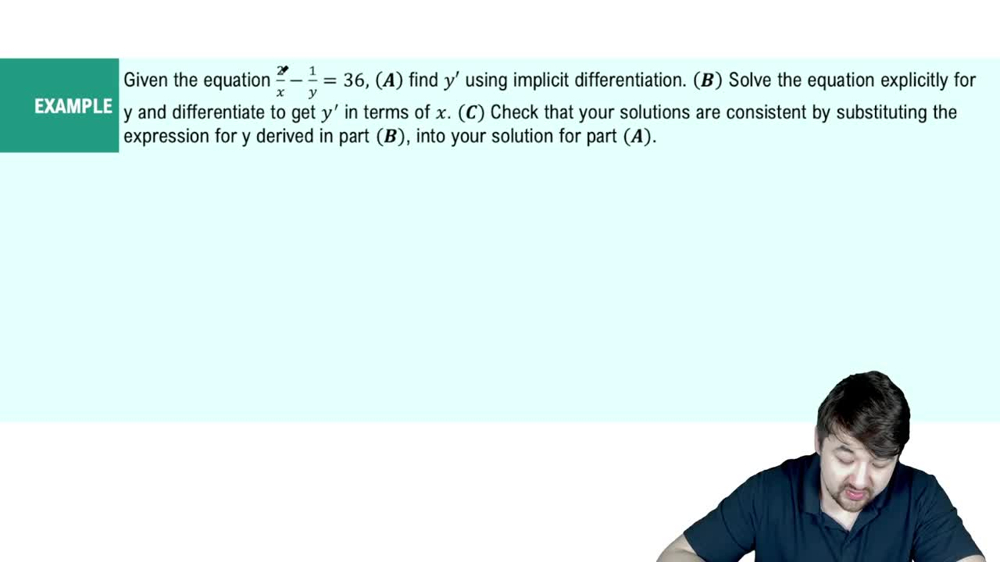 Finding The Implicit Derivative Example 1
