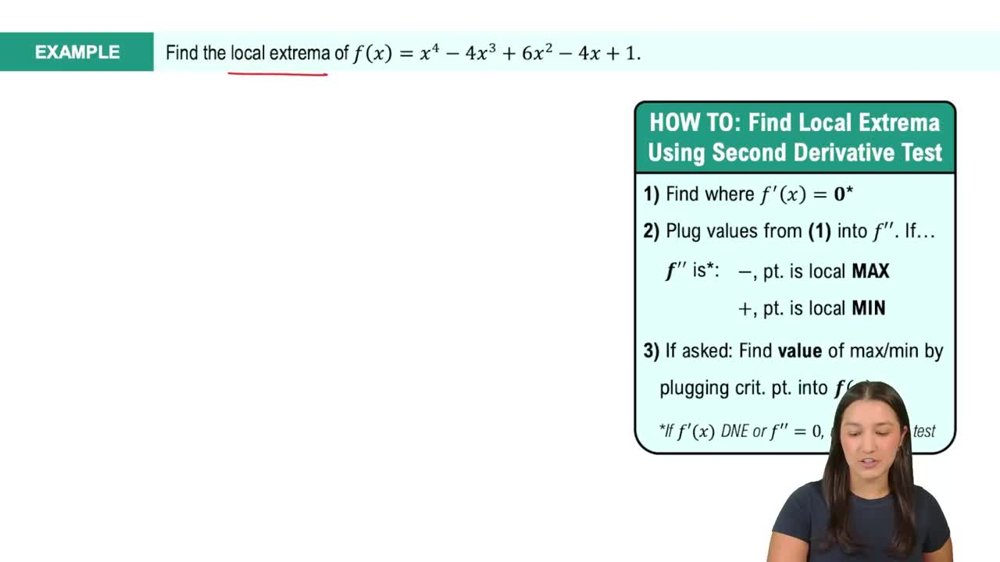 The Second Derivative Test: Finding Local Extrema Example 1