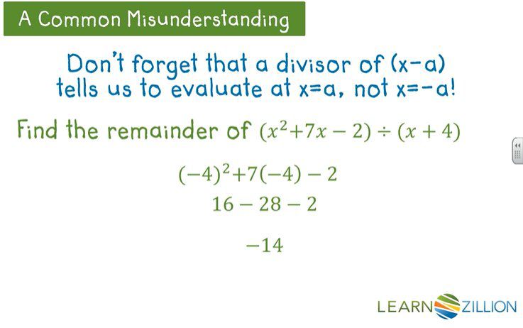 Apply the Remainder Theorem to simple division problems