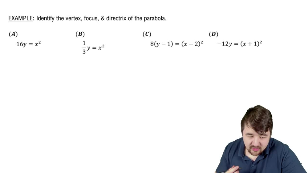 Parabolas as Conic Sections Example 1