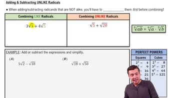 Adding & Subtracting Unlike Radicals by Simplifying