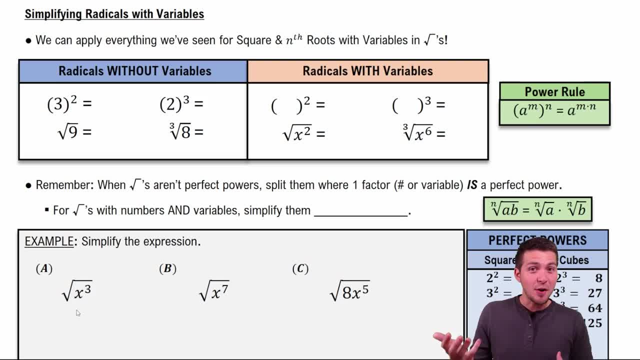 Radical Expressions with Variables