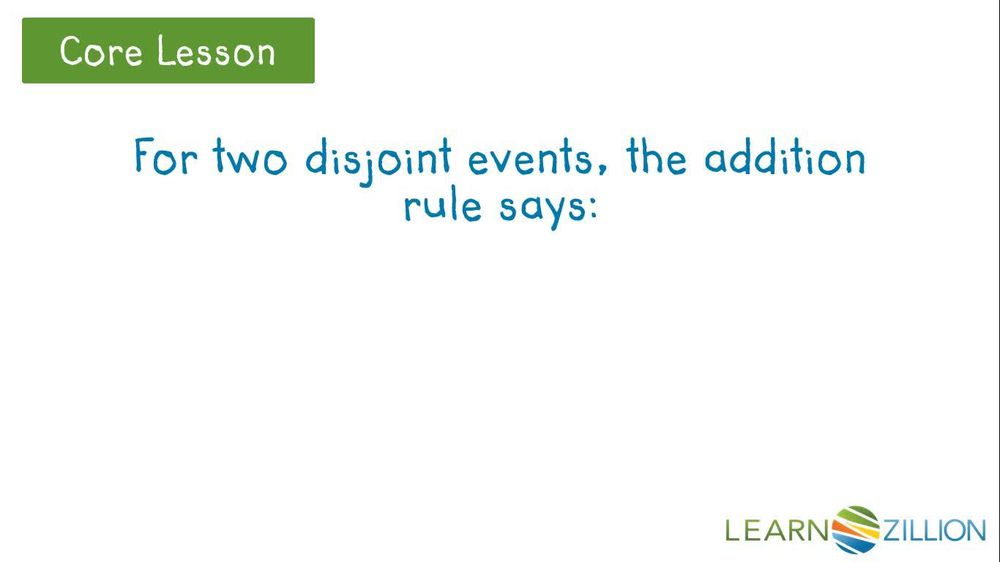 Use the Addition Rule to calculate the probability of disjoint event A or B
