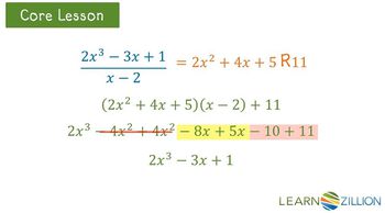 Divide a polynomial by a binomial using long division