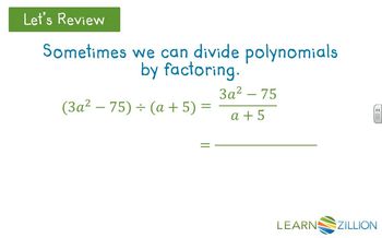 Divide polynomials using long division