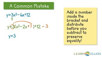 Completing the square to reveal the minimum when a > 1
