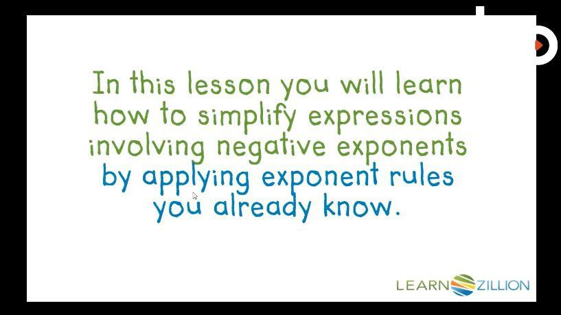 Simplify expressions with negative exponents