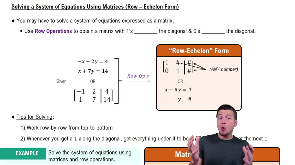Solving Systems of Equations - Matrices (Row-Echelon Form)