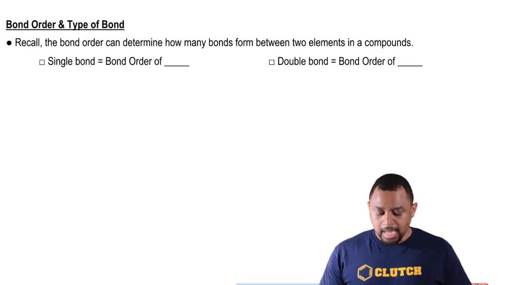 Bond Order and Type of Bond