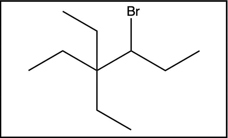 Product structure showing bromine addition from hydrohalogenation reaction.