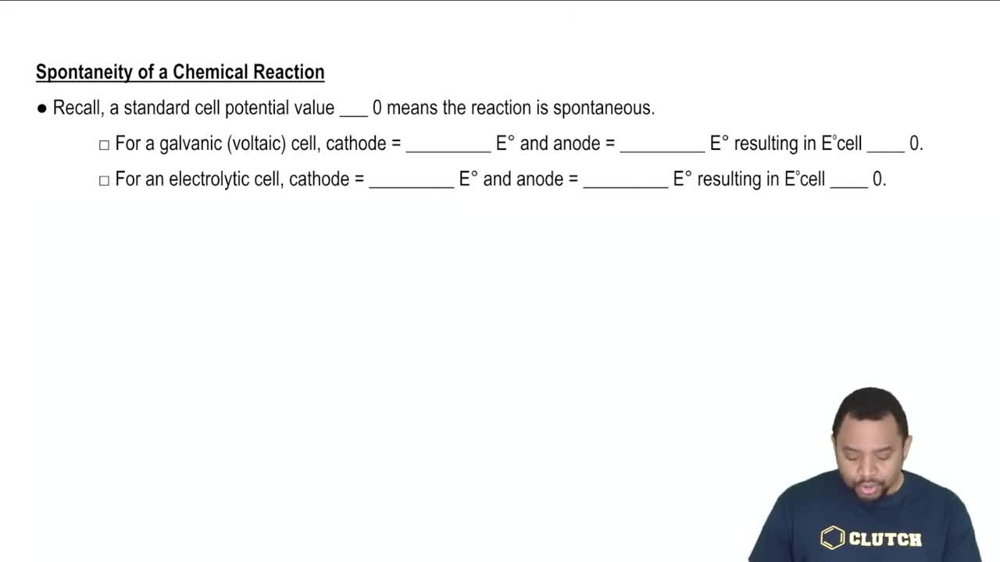 Standard Cell Potential and Spontaneity